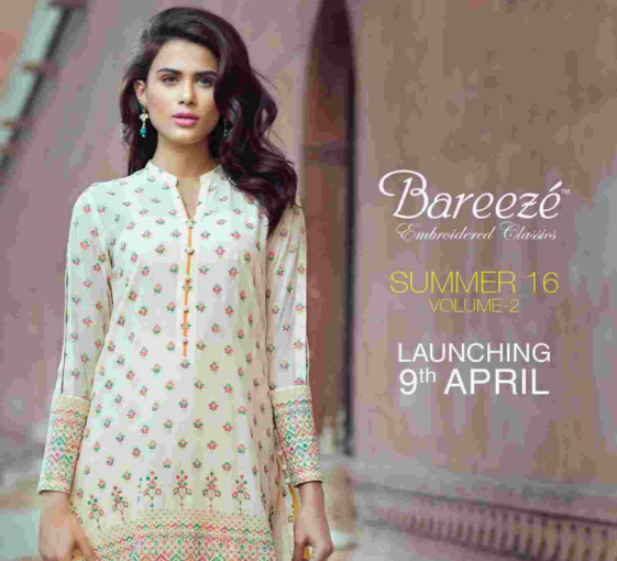 Bareeze has announced its Embroidered Classics Summer Collection 2016