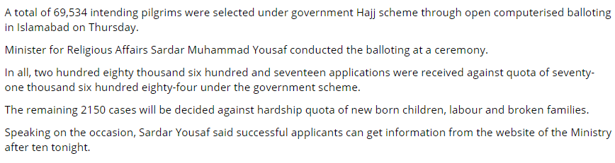 hajj balloting 2016 result