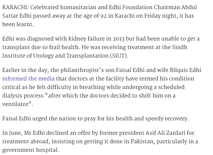 Abdul Sattar Edhi Passed Away