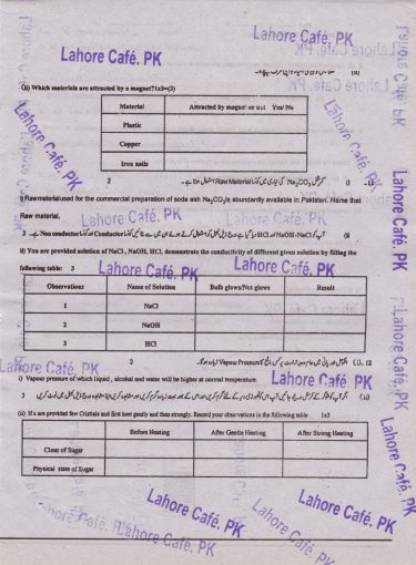 9th Class Chemistry Past Papers 2013 Lahore Board For Exams 2017 Subjective Type Part 3