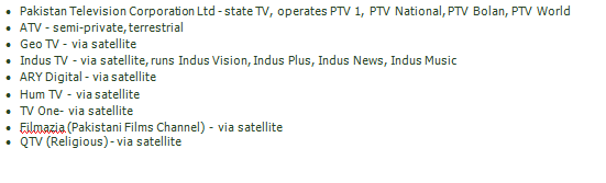 TV Channels of Pakistan