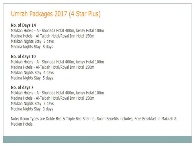 4 Star Plus Umrah Packages Lahore Karachi Peshawar Islamabad