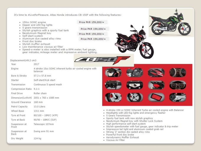 Honda CB 150F Price In Pakistan