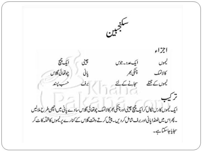 Sakanjabeen Recipe In Urdu