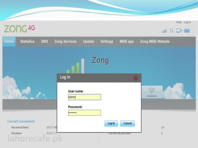 how to check remaining mbs in zong 4g device Step 2