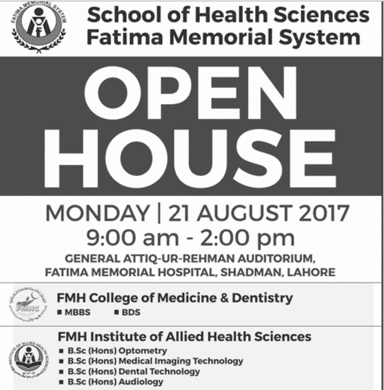 FMH College Of Medicine And Dentistry Admission In 2017