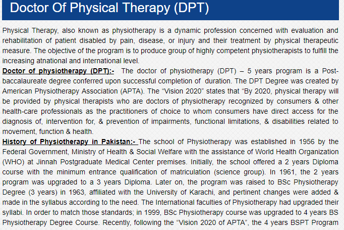 doctor physical therapy pakistan