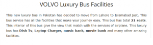 Volvo Luxury Bus Filled With Facilities