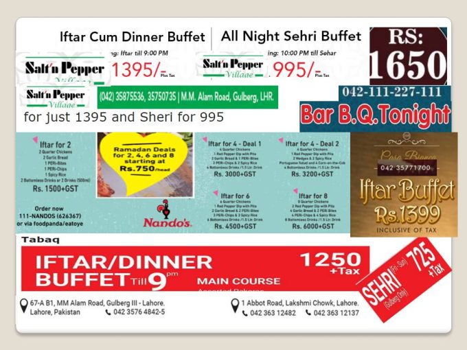 Ramadan buffet deals in lahore