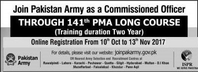 joinpakarmy.gov.pk 141 Long Course 2017 Online Registration ISSB Schedule Test Date