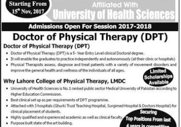 Lahore Medical And Dental College DPT Admissions 2024, Fee Structure, Prospectus