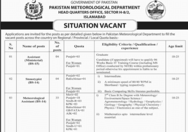 Pakistan Meteorological Department Islamabad Jobs Test 2017 OTS Form Download