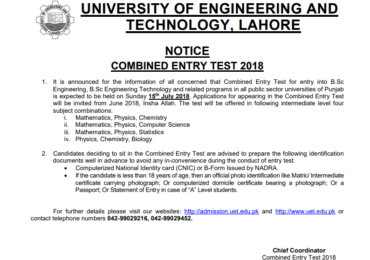UET Combined Entry Test Result 2024 By Name Online Check