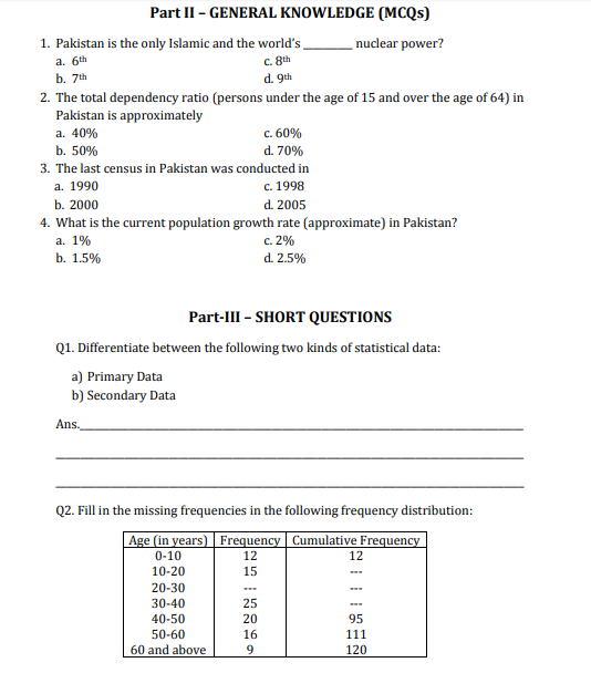 Lady Cadet Course Sample Paper