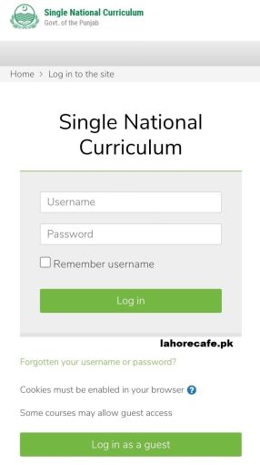 lms.snc.punjab .gov.pk Login Single National Curriculum